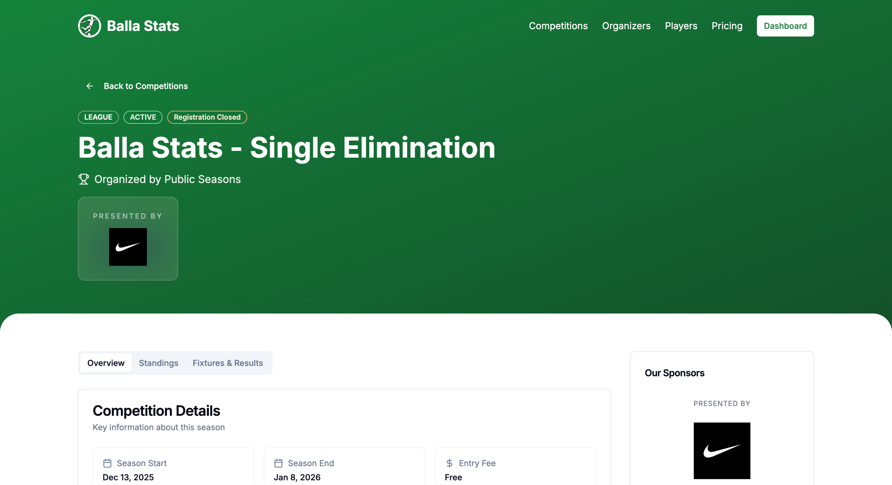 Public competition page